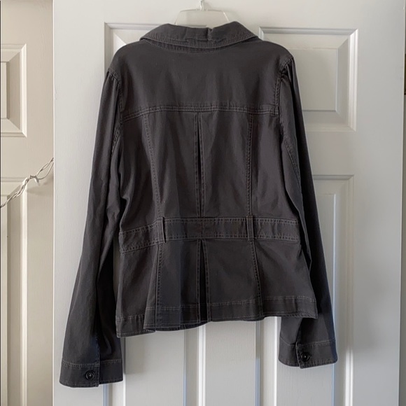 Loft dark grey denim blazer w/velvet trim size 10 - Picture 2 of 2